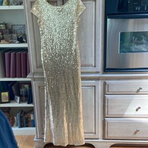 Ruiyige gold gown prom sz L euc